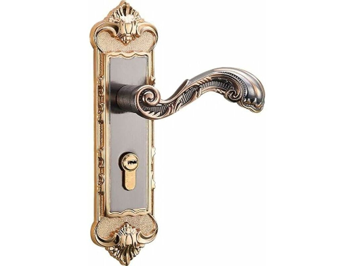 Fechadura de porta BRILVIBERA estilo vintage, com maçaneta folheada