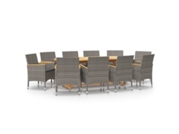 Maison Exclusive - 11 Pcs Conjunto De Jantar Para Jardim Com Almofadões Cinzento