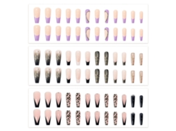 Prensas De Caixão De Unhas Falsas Em Unhas De Cobertura Completa Unhas Postiças Paraes E Meninas 3 Caixas 24 Peças Cada -Estilo 4 ZMDECQNA