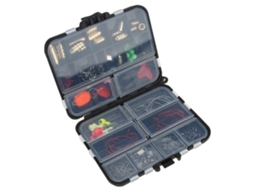 Kit de Acessórios de Pesca 128 Peças com Caixa, 20 Tipos de Anzóis, Swivels, Parafusos e Conectores