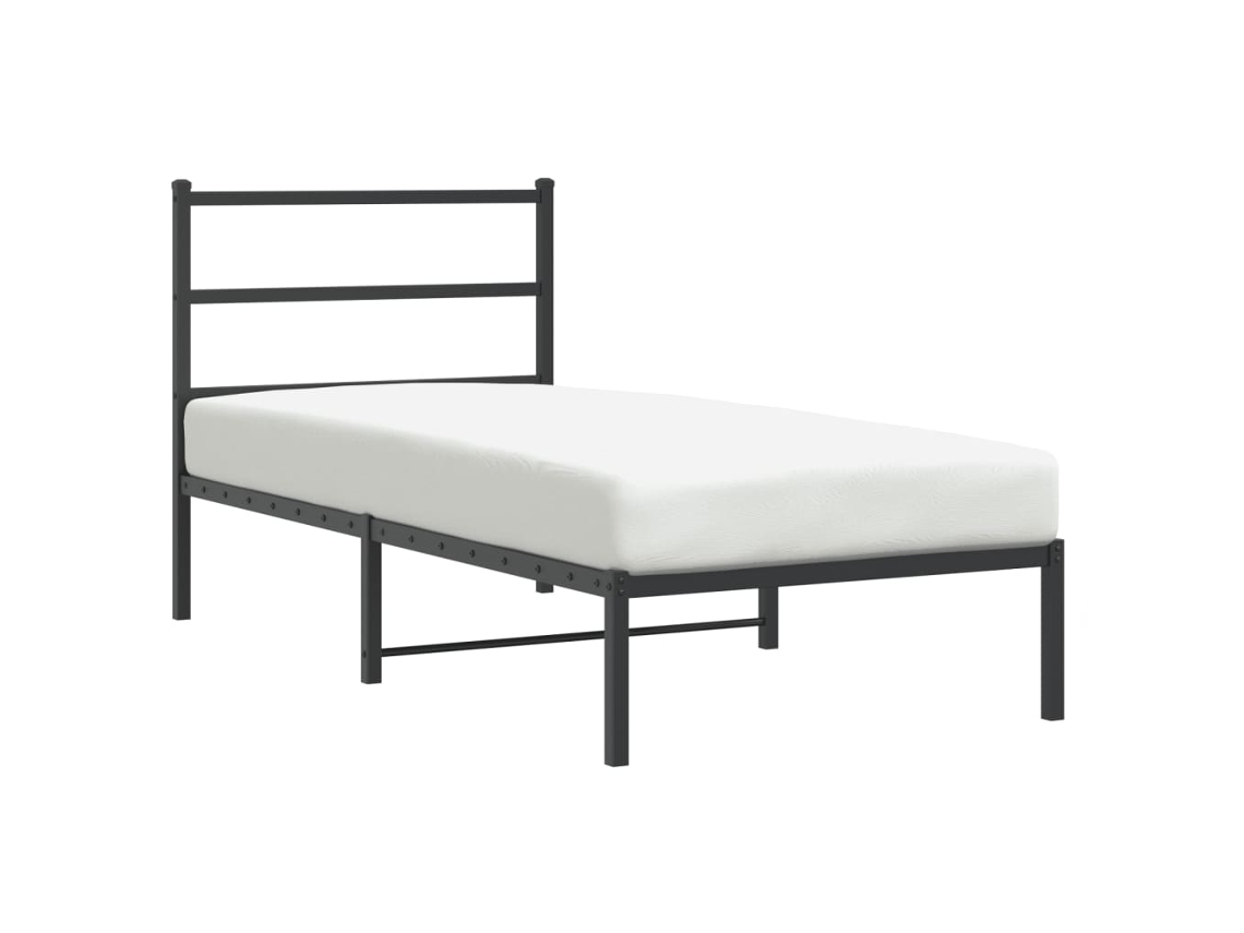 Estrutura de Cama com Cabeceira 90x190 Cm Metal Preto MAISON EXCLUSIVE