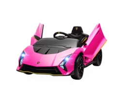 Carro Elétrico para Crianças Lamborghini 12v Controlo Remoto Faróis Buzina Arranque Lento e Música Mp3 114,5x64x45,5 Cm Rosa Ge