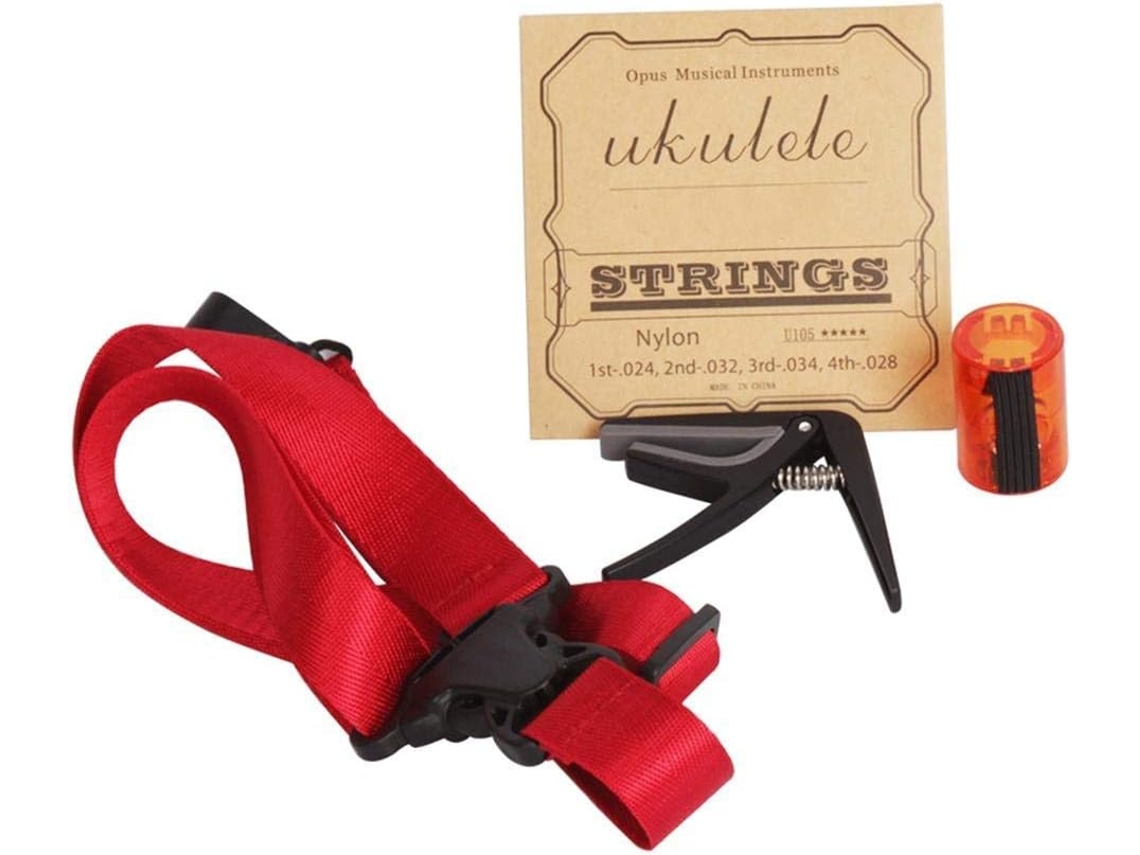 Conjunto De Acessórios Para Ukulele Com Chocalho De Dedo, Capo, Cordas