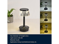 Lâmpada De Mesa De Cristal Com Led, Dimmer Três Cores, Decorativa Para Quarto, Usb Recarregável Ou Plugue Direto