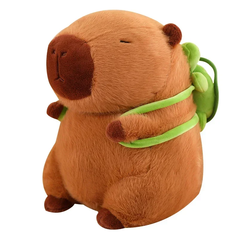 (cor Chocolate, 33 Cm) Mochila Fofa Em Formato De Tartaruga, Chapéu De Capivara Com Estampa De Morango, Brinquedo De Pelúcia De Capivara