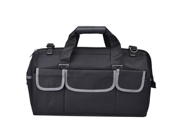 Bolsa para ferramentas resistente de 48 cm (19 polegadas) em tecido Oxford cinza com alça de ombro para armazenamento de ferramentas e ferragens.