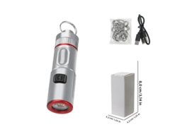 Lanterna Led Portátil Recarregável Via Usb (prateada) Com Chaveiro, À Prova D'água, De Bolso Em Liga De Alumínio.