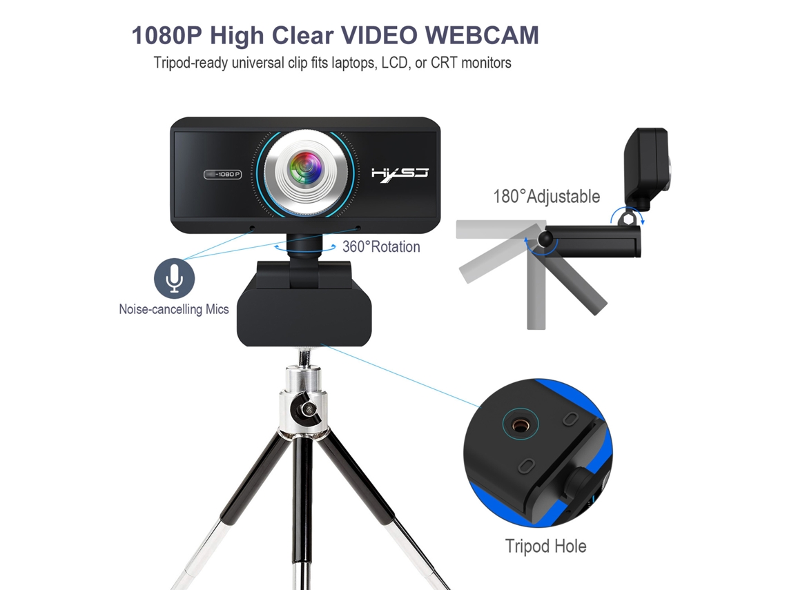Câmera Web 1080p Para Pc Com Microfone Câmera De Vídeo Hd Para Desktop Windows Mac Tvs Android