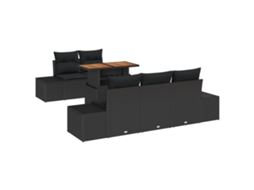 Conjunto 6 Conjunto De Jantar De Jardim Vidaxl Preto Vime Pe (100 X 55 X 73 Cm)