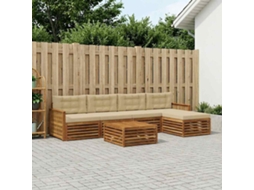 Vidaxl Conjunto De Sofás Para Exterior 6 Pcs Natural E Bege
