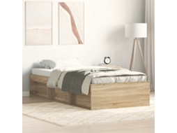 Vidaxl Estrutura de Cama Solteiro 75x190 Cm Carvalho Sonoma