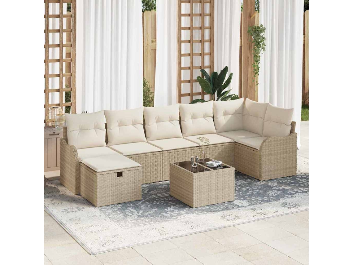 Vidaxl Conjunto De Sofá De Jardim 8 Unid. Rattan Sintético