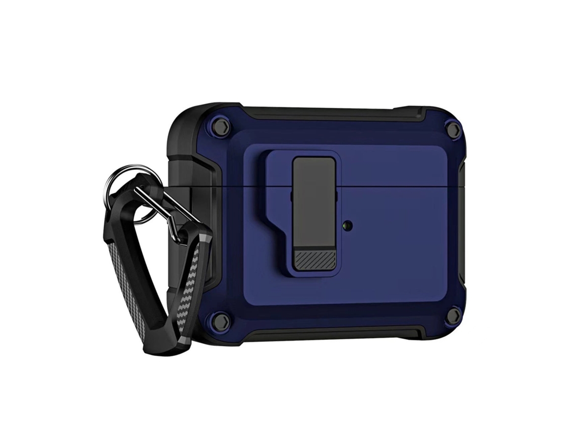 Capa Zruxe Para Apple Airpods 4 Pro Armor Case Azul (mosquetão Metálico, Tpu + Policarbonato)