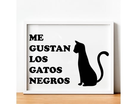 Póster NACNIC de Mensagem Feliz. Eu Gosto de Gatos Pretos.