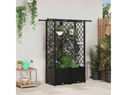 Vidaxl Cama Elevada Com Treliça E Telhado Preto 124 X 40 X 136 Cm Pp