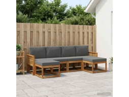 Vidaxl Conjunto De Sofás Para Exterior 6 Unid. Natural E Antracite