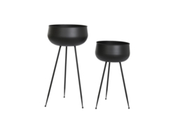 Conjunto de vasos DKD HOME DECOR 34 x 34 x 70 cm Preto Metal