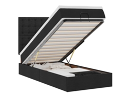 Cama Otomana com Colchão Leds 80x200cm Tecido Preto MAISON EXCLUSIVE