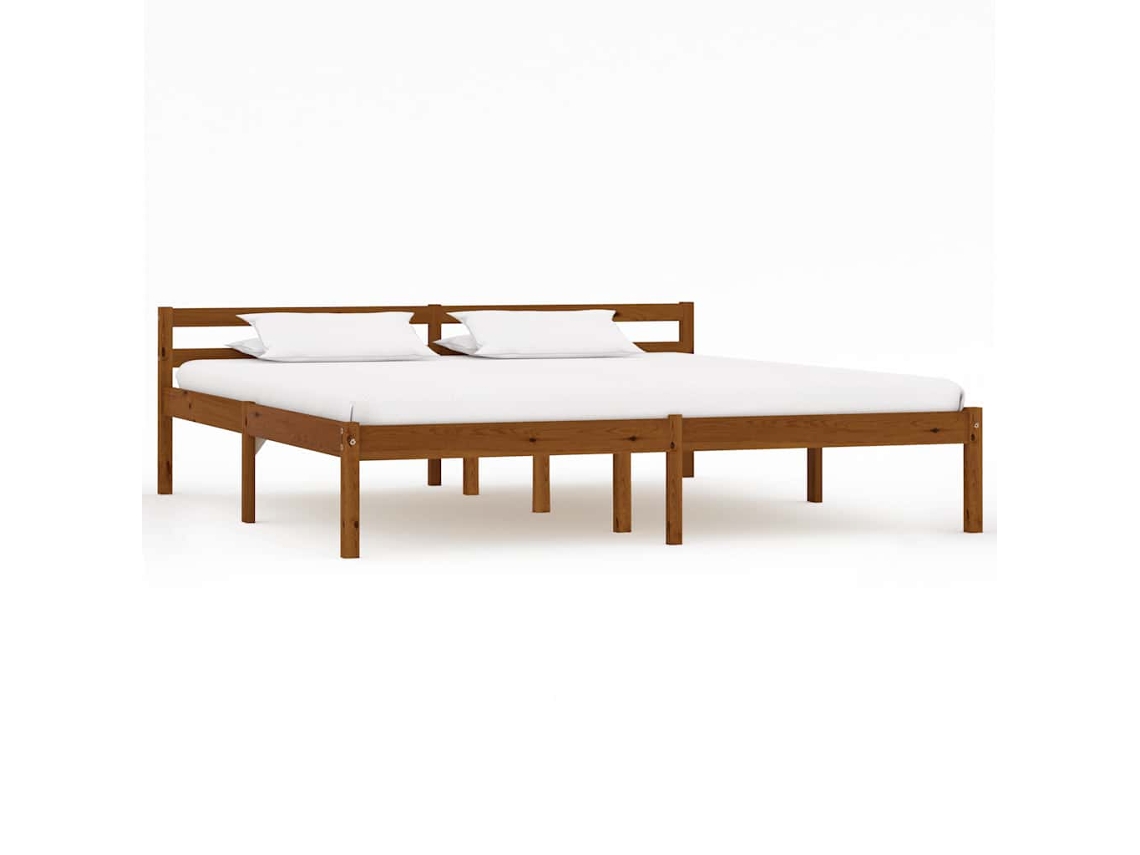Vidaxl Estrutura De Cama 160x200 Cm Madeira Pinho Maciço Castanho Mel