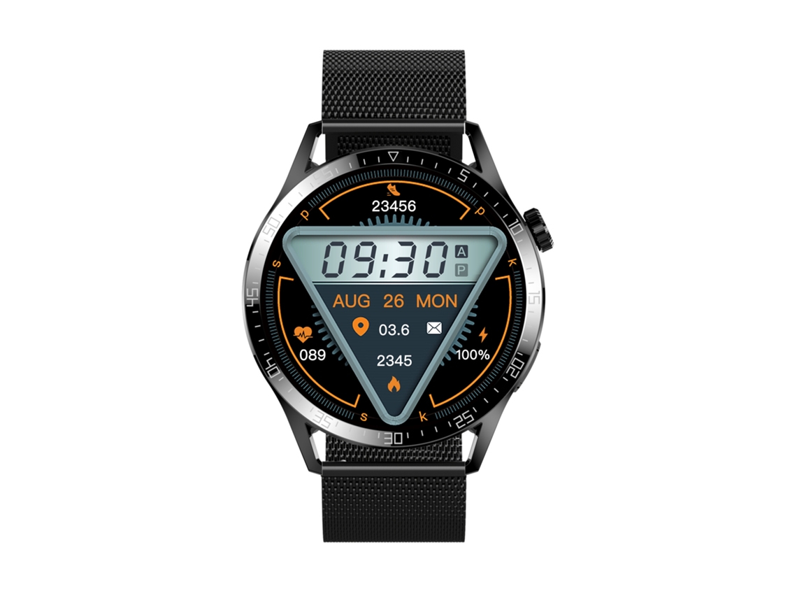 Smartwatch de Monitoramento de Saúde Esportiva Relógio Preto-[Pulseira de Aço Preta Pulseira de Borracha Preta] JL-EIGHT