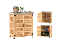 Caseta Of Garden Outdoor Of Wood With Ceiling Of Steel And 2 Doors For Storage Herramientas 79x43x92 Cm Natural