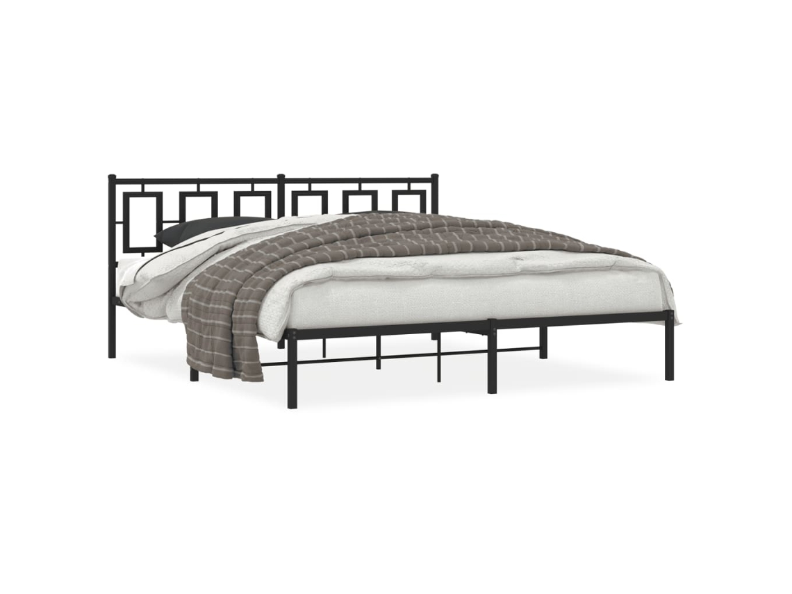 Estrutura de Cama com Cabeceira Metal Preto MAISON EXCLUSIVE 183x213 cm