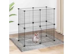 Vidaxl Gaiola P/ Animais De 12 Painéis C/porta 70x35x70 Cm Aço Preto