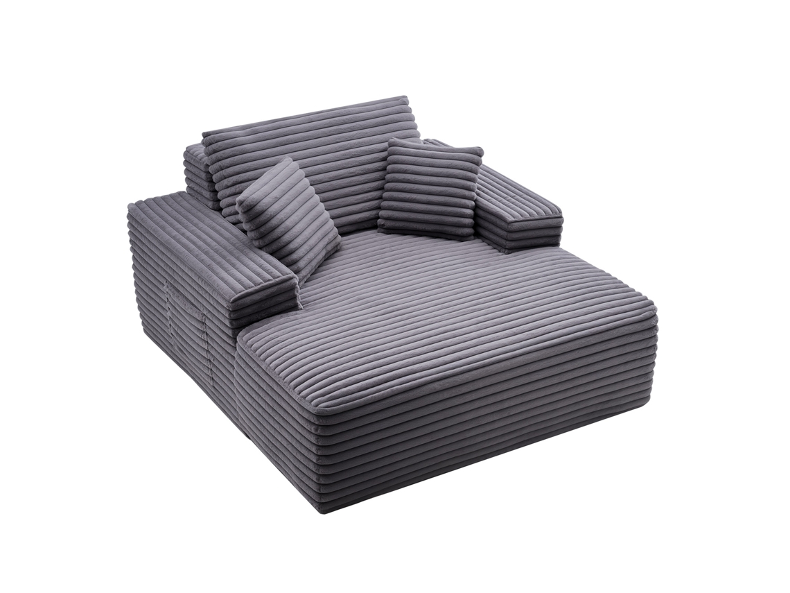 Chaise Longue Relaxante Sofá Cama Estofado 1240 X 1700 X 700 Mm Cor Cinza Vevor