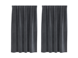Conjunto 2 Cortinas Opacas Vidaxl Cinzento-claro Veludo (140 X 140 Cm)