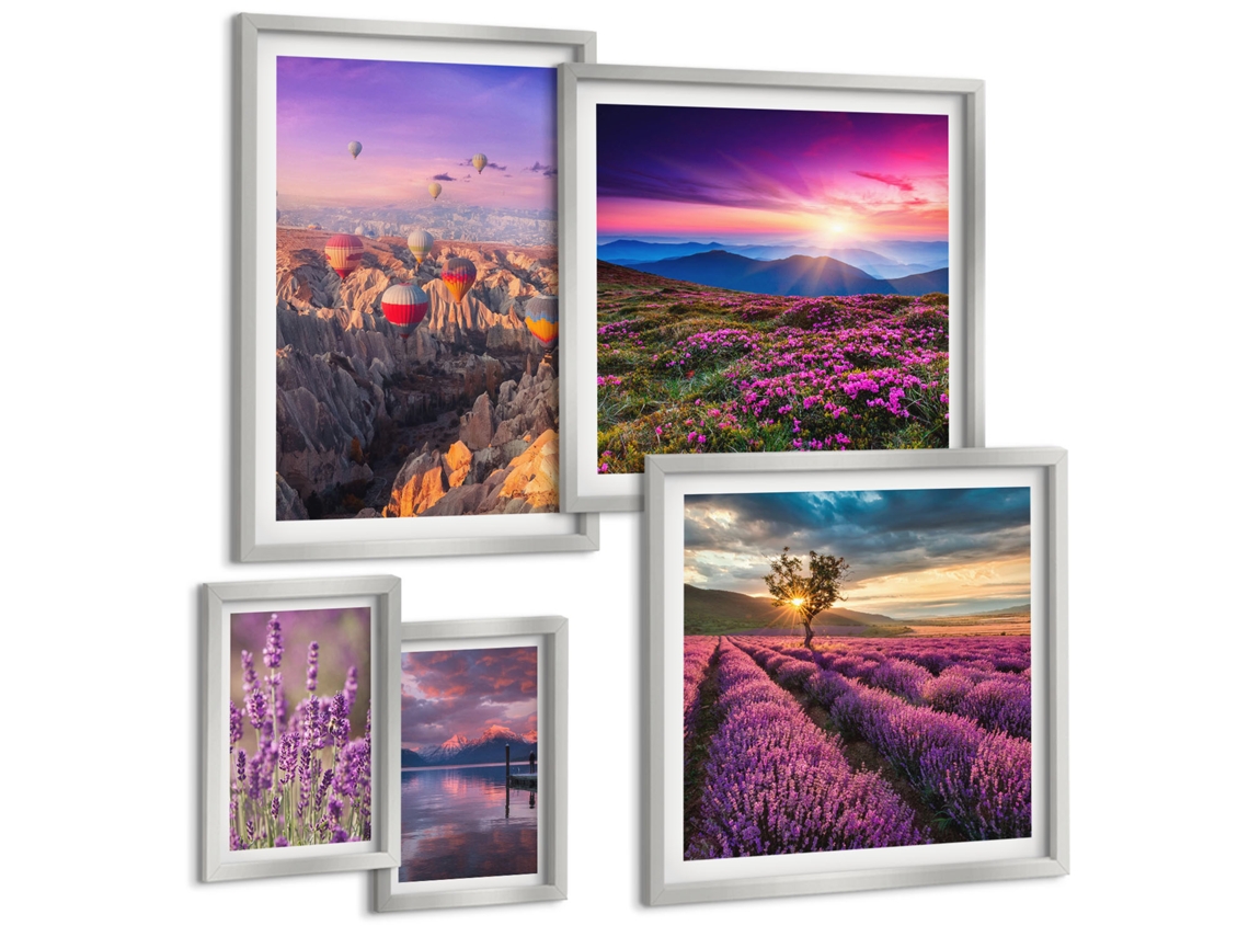 Conjunto De Pinturas Paisagem De Lavanda Balões Espelharte (5 Peças)