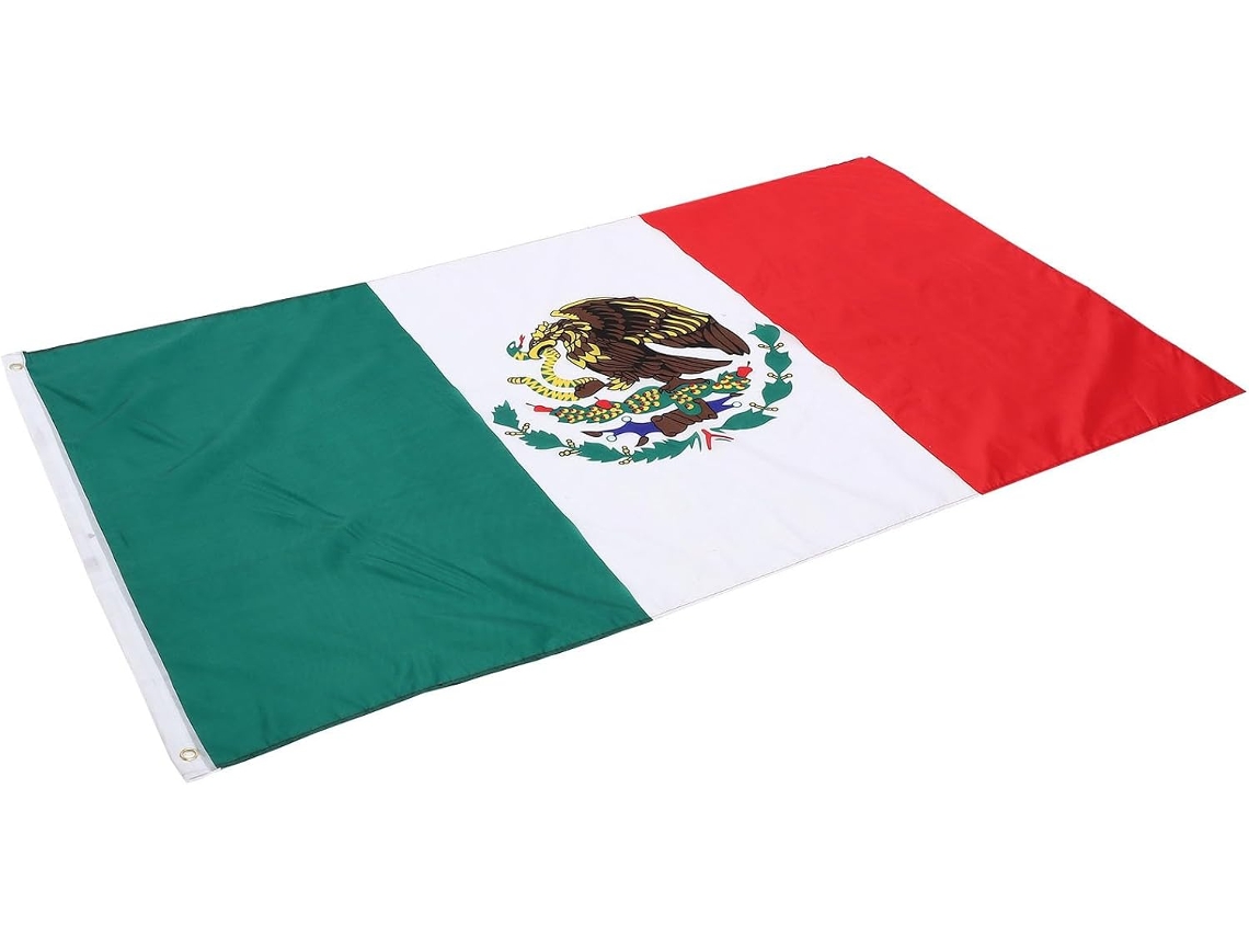 Bandeira Nacional Mexicana Inoomp, Às Intempéries e À Luz, Feita de Poliéster, 90x150cm, para Decoração de Jardim e CHABERLU
