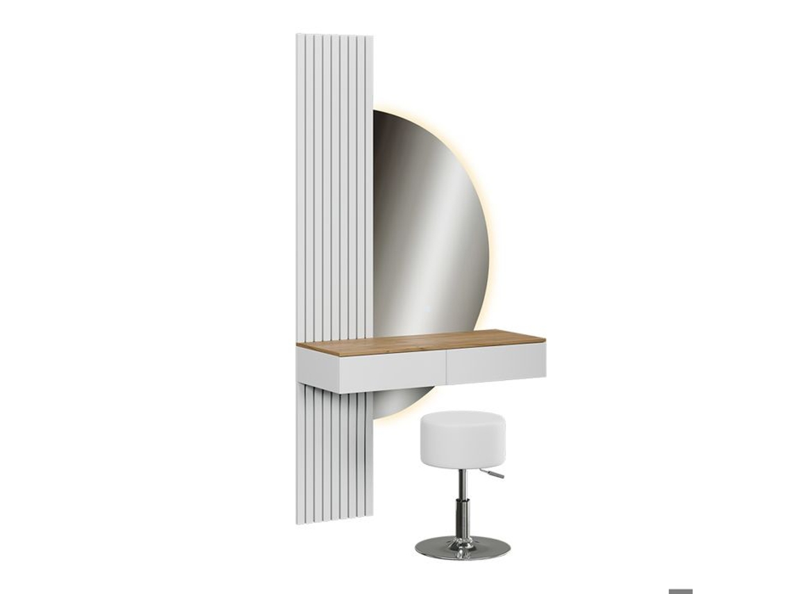 Coiffeuse Melina, 100cm Com Espelho Led E Banqueta, Branco/carvalho, Vicco 58448