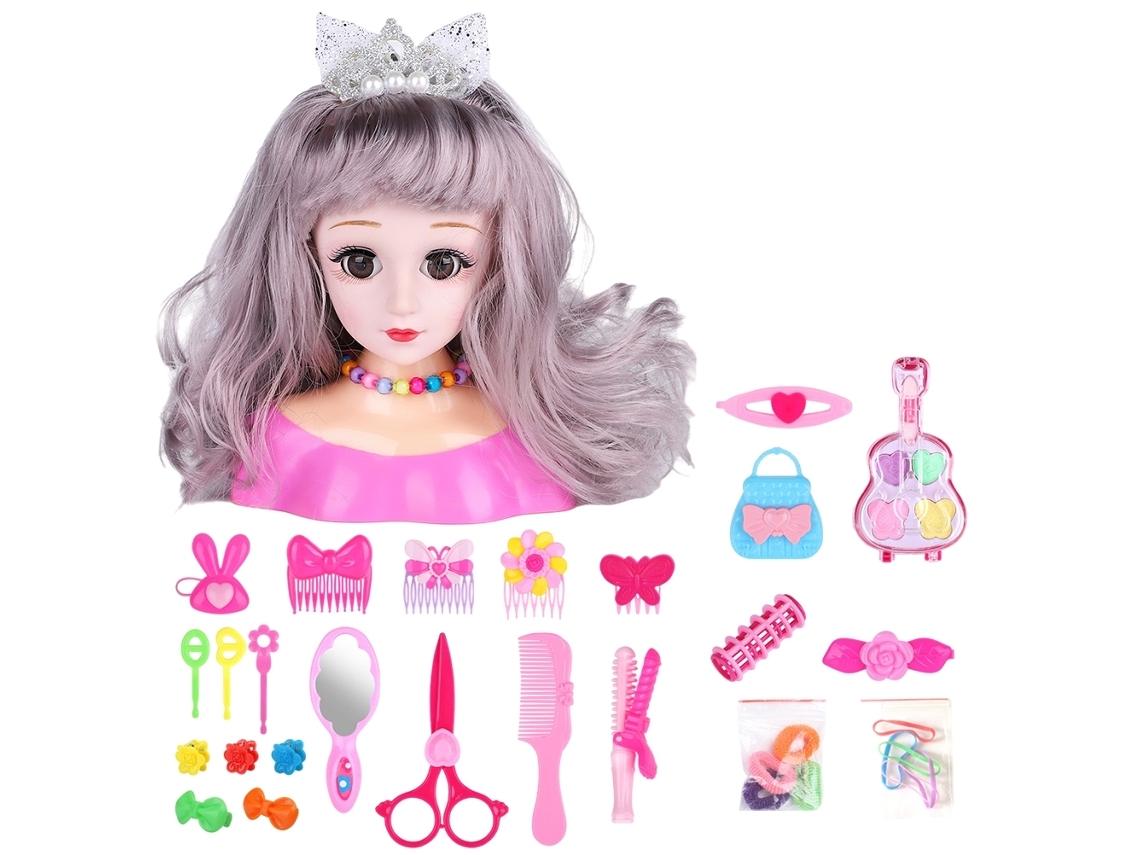 Primerox conjunto de Brinquedos de Cabeleireiro com 25 Peças Boneca de Modelo para Meninas