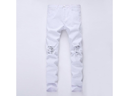 Calças Jeans Qiaoyinee Masculinas Slim De Cinto Médio, Tecido Denim Macio, Estilo Casual De Rua, Tamanho Ankle-length Branco