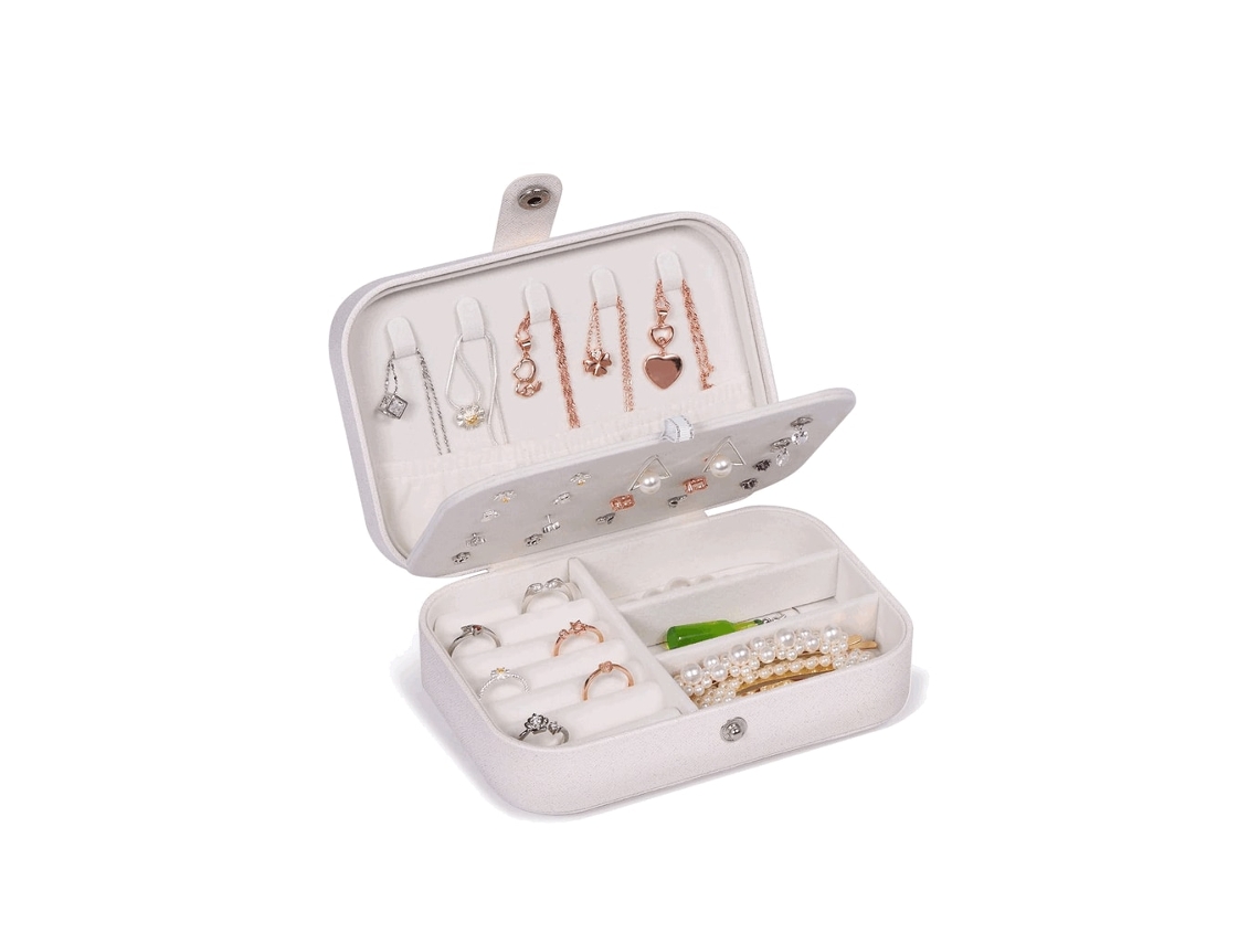 Organizador De Bijuterias Retangular Com Divisórias Removíveis 16x11x5cm Branco 7eol