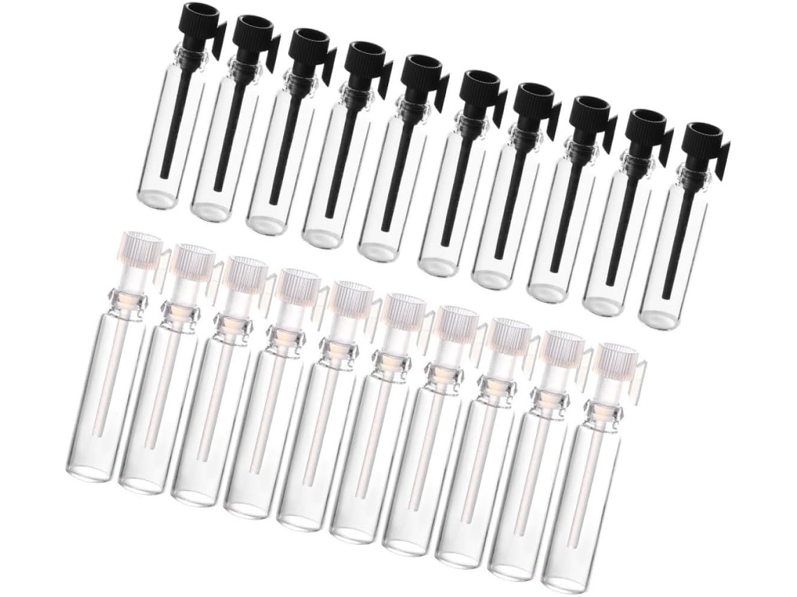 100 tubos de vidro para teste de perfumes, 1 ml, frascos de amostra vazios.