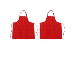 Avental de Cozinha Impermeável Ajustável com Bolsos Vermelho 2pcs para Churrasco S/MARCA