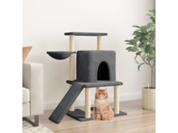 Vidaxl Árvore Gatos C/ Postes Arranhadores Sisal 96,5 Cm Cinza-escuro