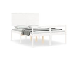 Cama de Casal para Idosos com Cabeceira em Madeira Maciça Branco MAISON EXCLUSIVE