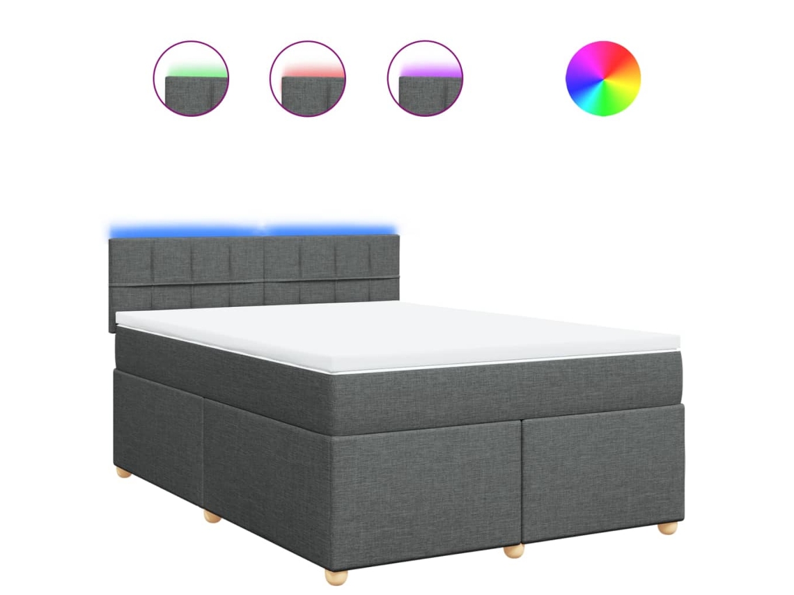 Box Spring Bed, Box Spring Beds Vidaxl Cinzeto Tecido (140 X 190 Cm)