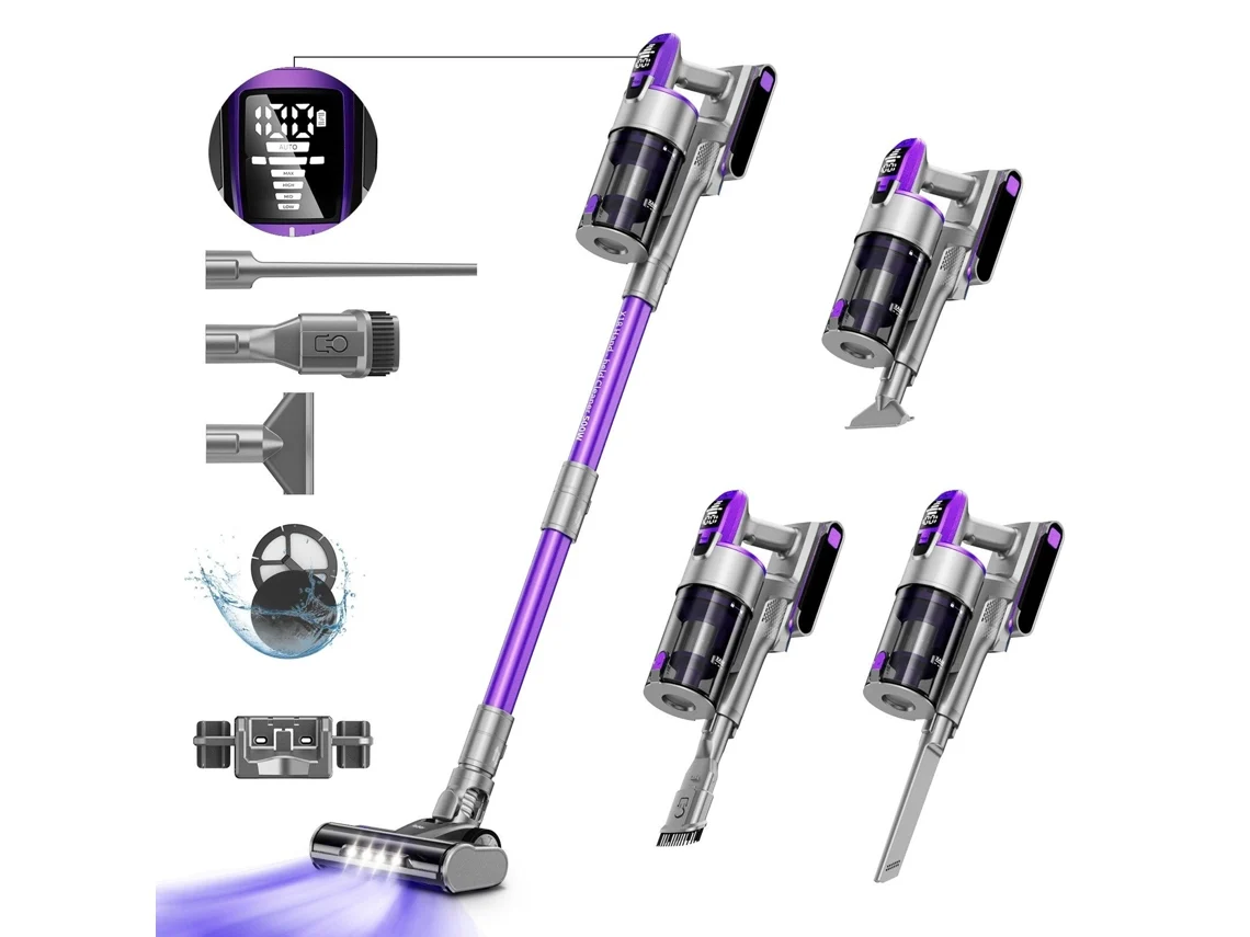 Aspiradores Verticais Redkey X18, 50kpa, 500w, 65 Min, 1.6l, Com Antiemaranhamento, Iluminação Led, Potente Limpeza De Pelos, Tapetes Pavimentos Duros