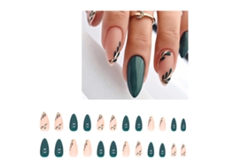 Tips para Unhas em Estilo Francês Vintage Modelo W257 com Cola para Unhas de Chá Verde AURUM