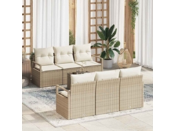Vidaxl Conjunto De Sofás 7 Unid. 6-número De Lugares Bege E Creme