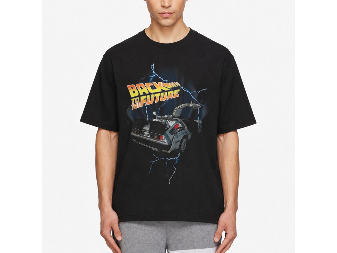 Rockinstone Back To The Future Movie Lightning Car Black Adult T-shirt Size:l
