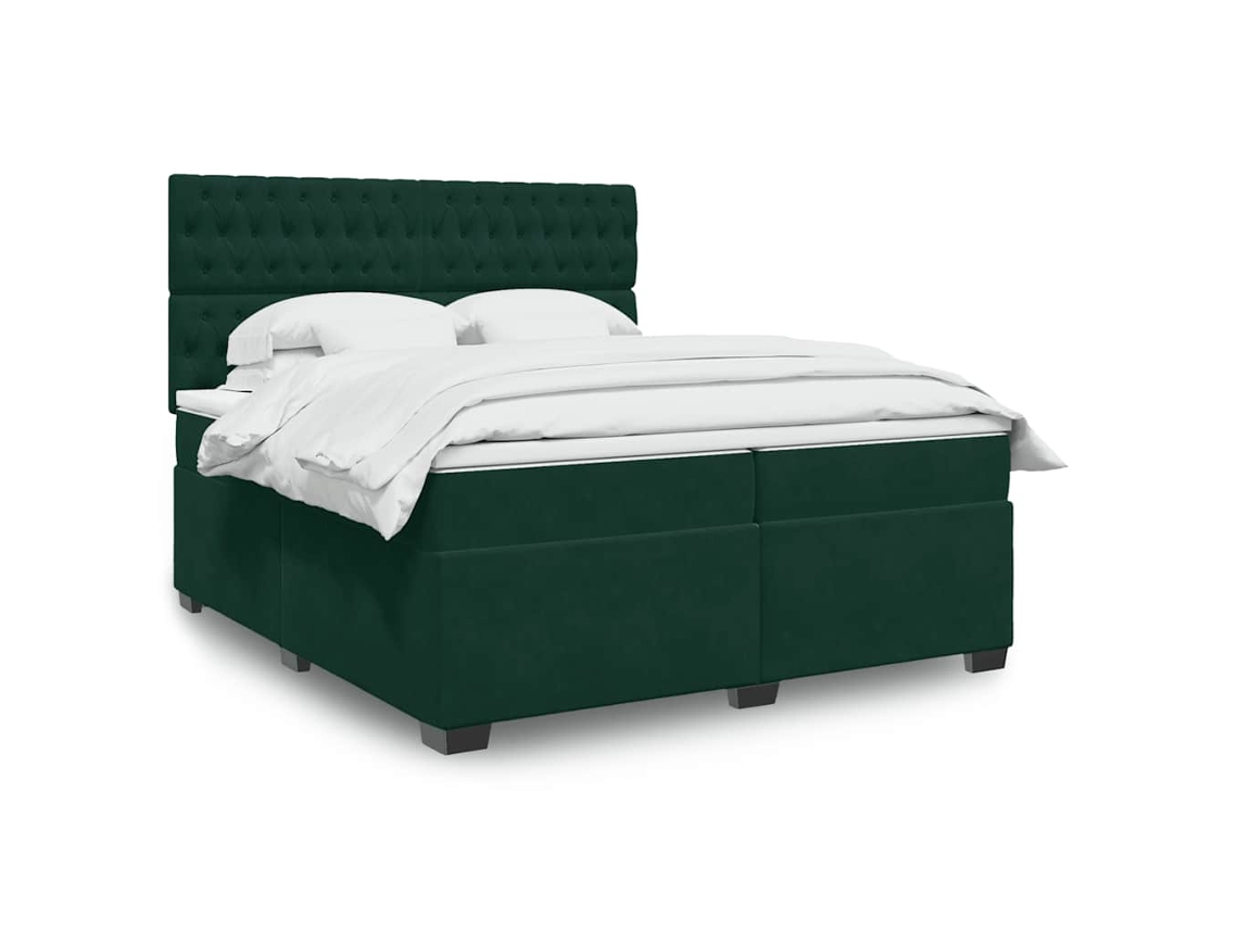 Vidaxl Cama Com Molas/colchão 200x200 Cm Veludo Verde-escuro