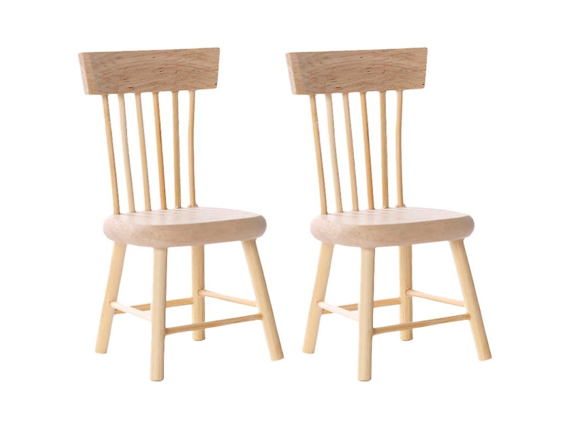 2pcs Cadeira De Madeira Em Miniatura Allinless