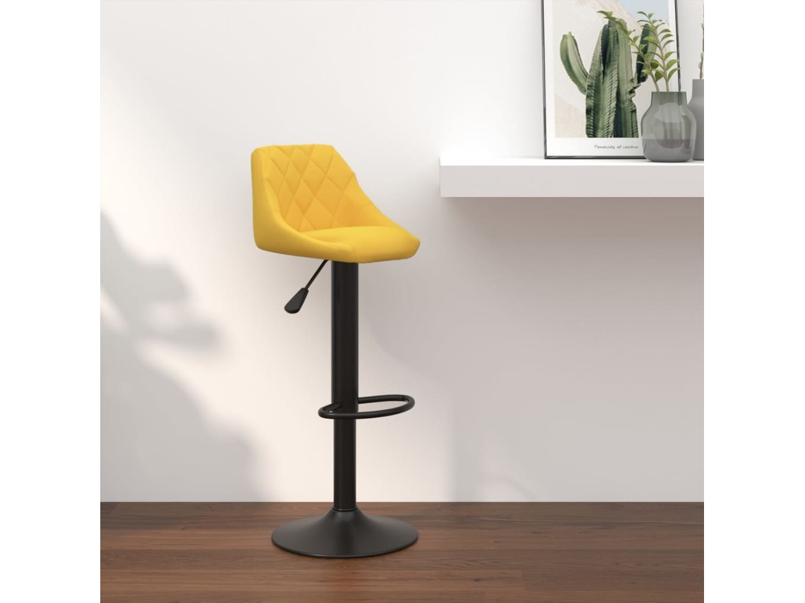 Vidaxl Banco De Bar Veludo Amarelo Mostarda