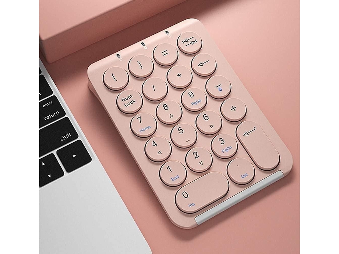 Mini Teclado Numérico Sem Fio Bluetooth Rosa TAISHENGDA