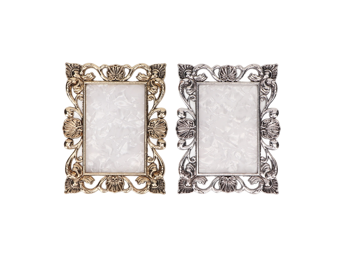 2pcs Paleta De Esmalte De Unhas Em Resina Com Bordas Douradas Prateadas E Cobre Design Vintage Retangular Para Artesanato E Fotografia