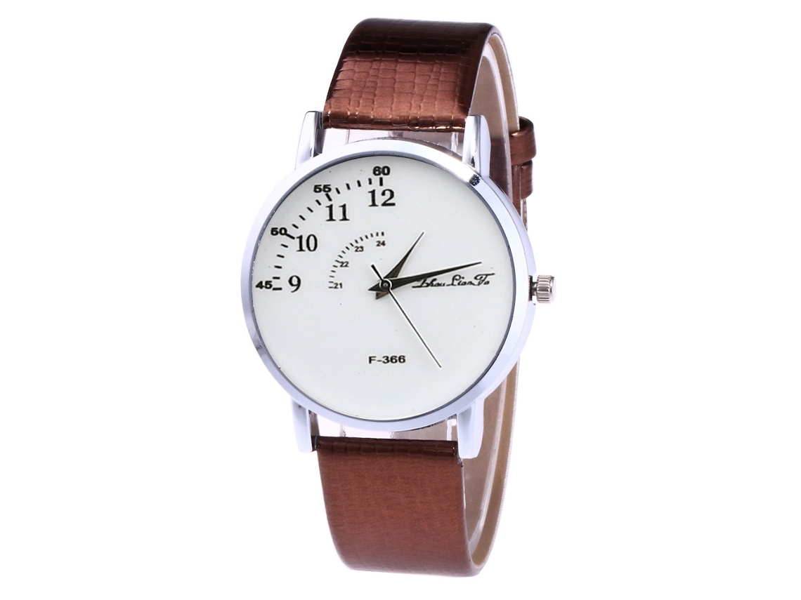 Relógio de quartzo elegante para homens e mulheres com pulseira de couro PU (marrom)
